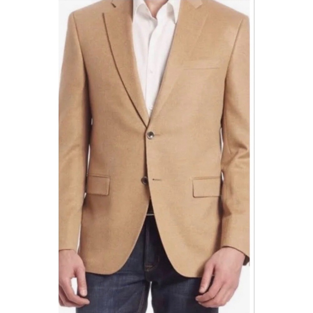 Stafford Camel Hair Blazer Mens 42R Tan Sport Coat Two Button Luxury Old Money